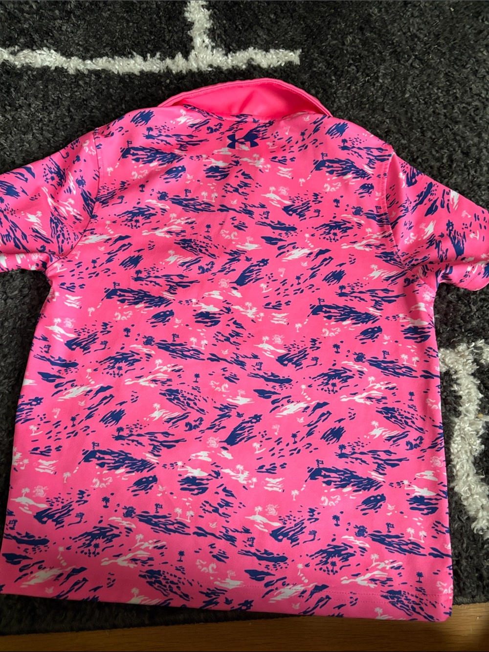 Under Armour Pink Camo Performance Polo with Blue Accents - Picture 5 of 6